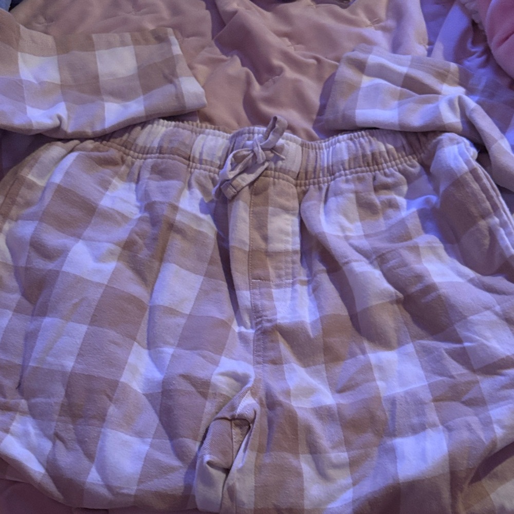 Old Navy Tan and White Plaid Pants